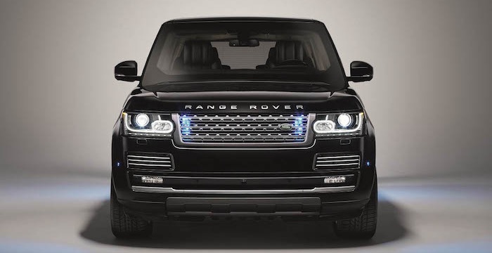 Range Rover Sentinel pantservoertuig beschermt tegen TNT en handgranaten Driving-Dutchman